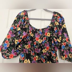 Yumi Kim Black Floral Blouse with Multicolor Flowers